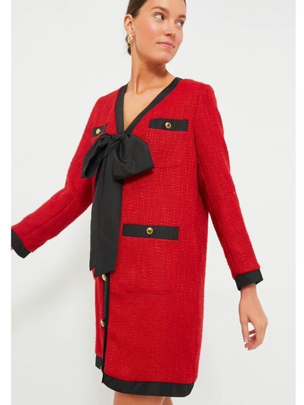 NWT POMANDER PLACE Red Coco Tweed Bow Dress Tuckernuck Size XXL *